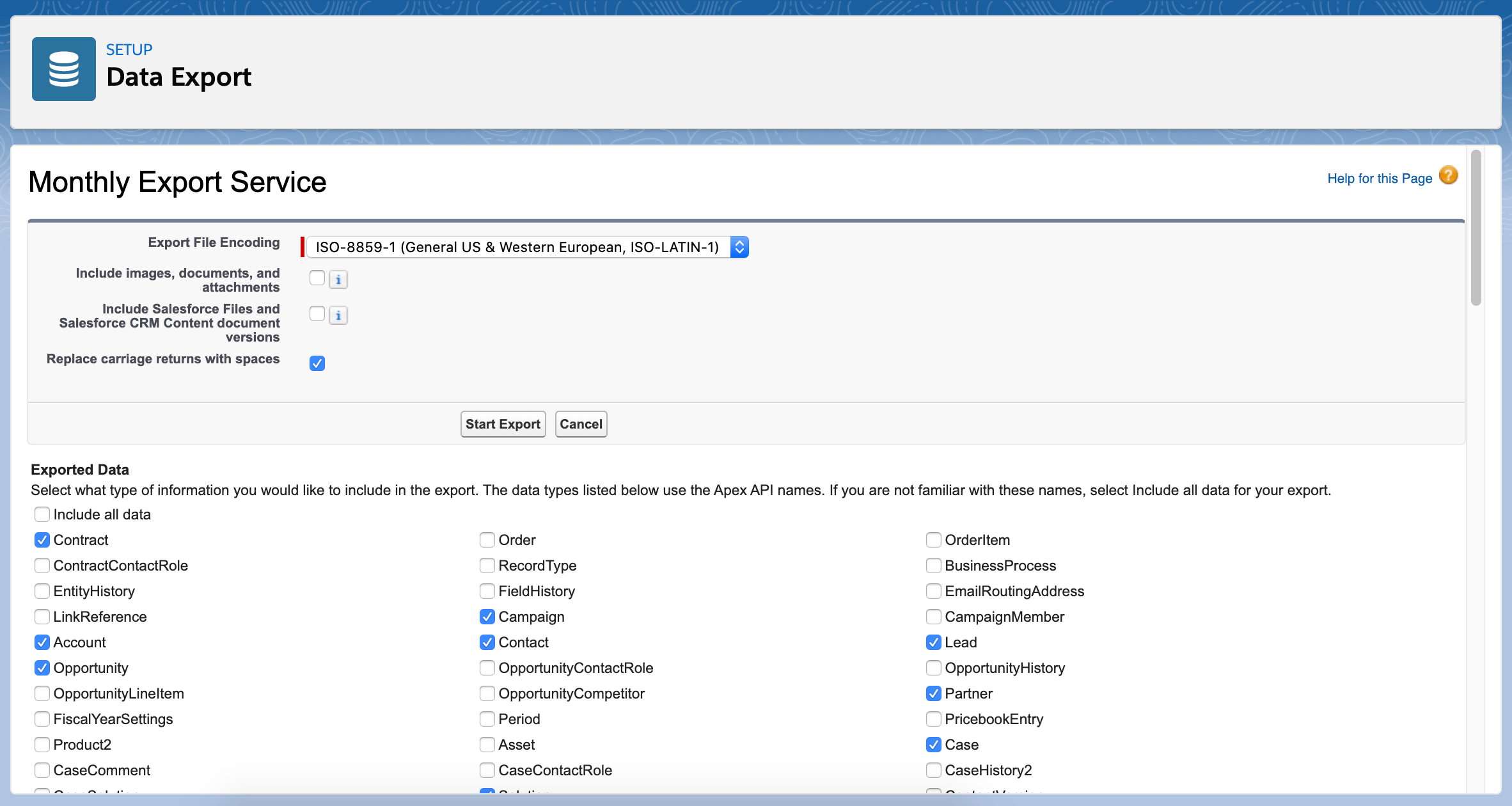 Salesforce Data Export Service