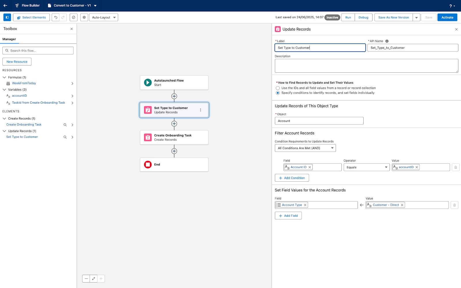 Autolaunched Salesforce Flow being built in Flow Builder