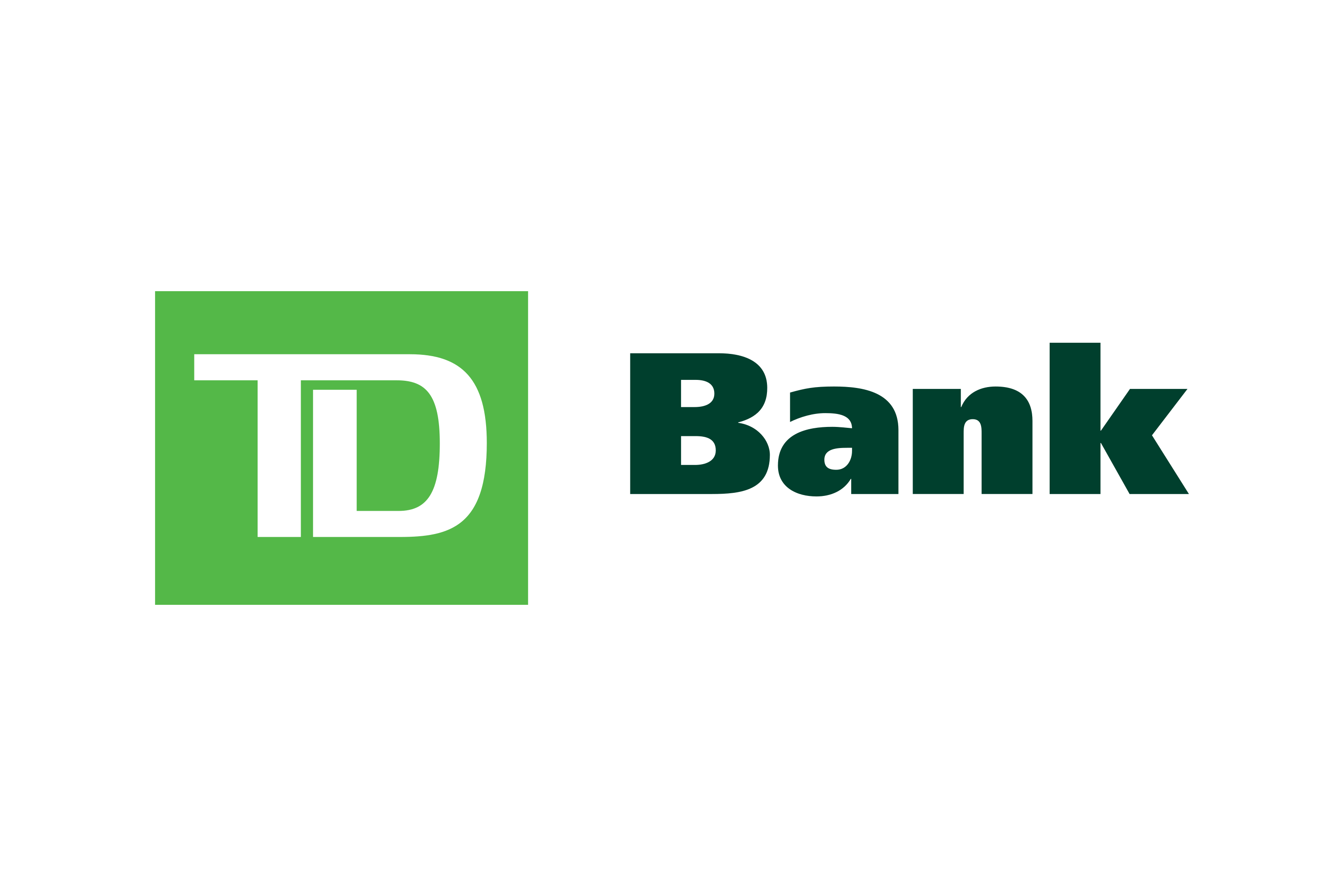 TD Bank logo: a green square containing a white 'TD' and the word 'Bank' in dark green text